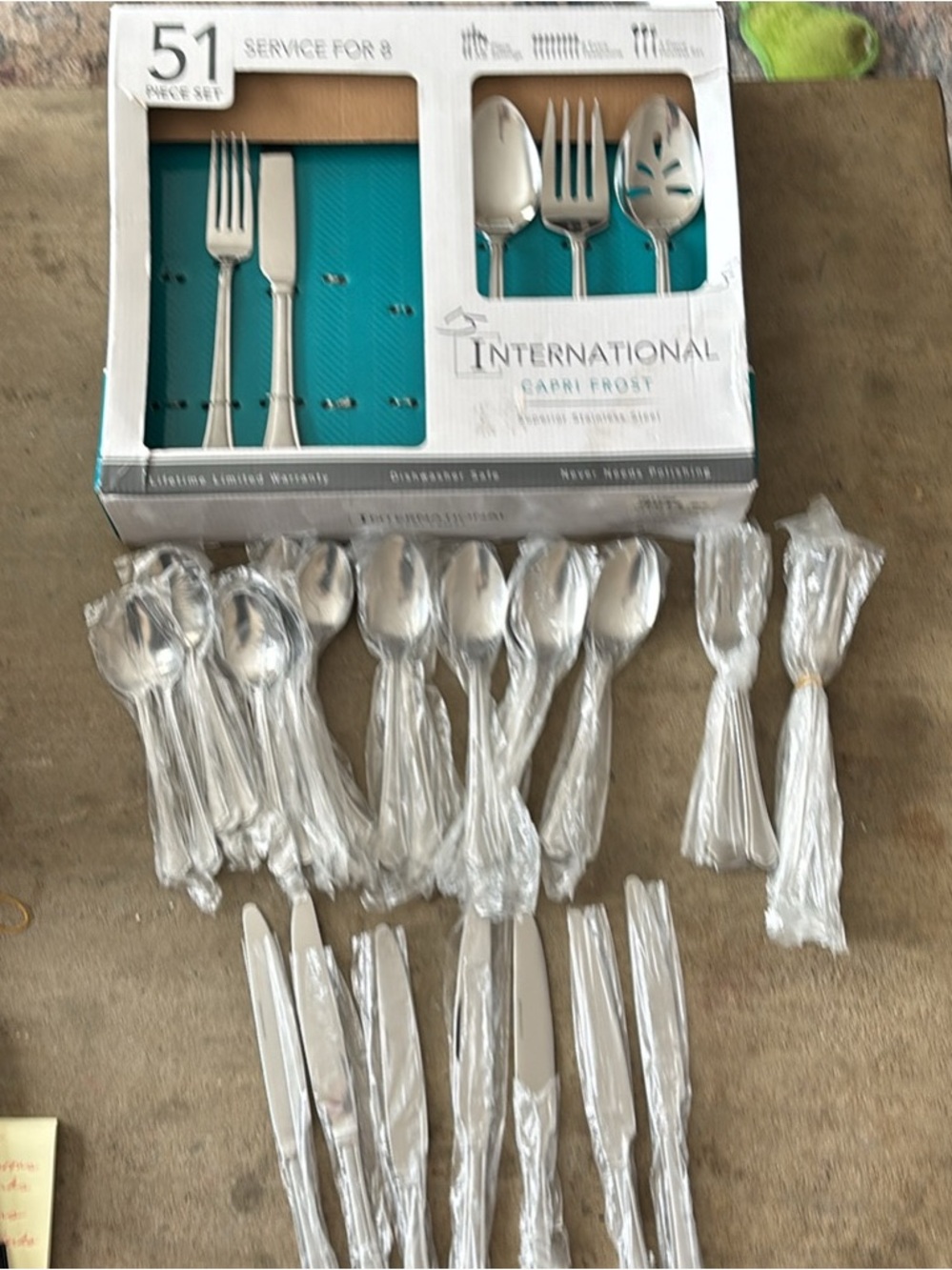 International Capri Frost 51-Piece Stainless Steel Flatware Set - missing 3 PCs